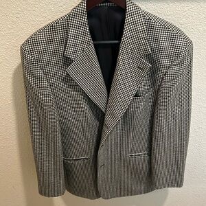 46 regular black white houndstooth blazer wool cashmere